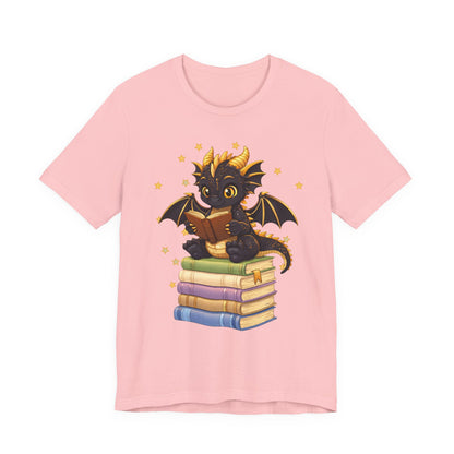 Dragon Rider Book Dragon Sitting on Books Graphic Tee