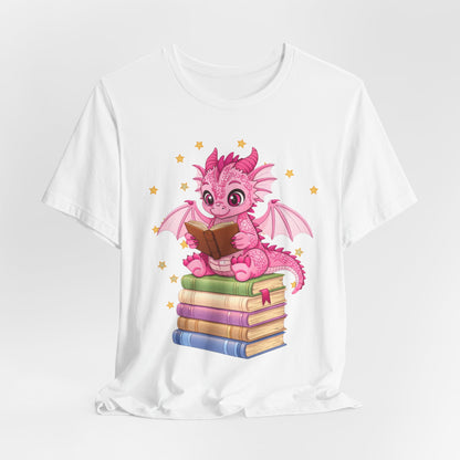 Love Book Dragon Sitting on Books Graphic Tee