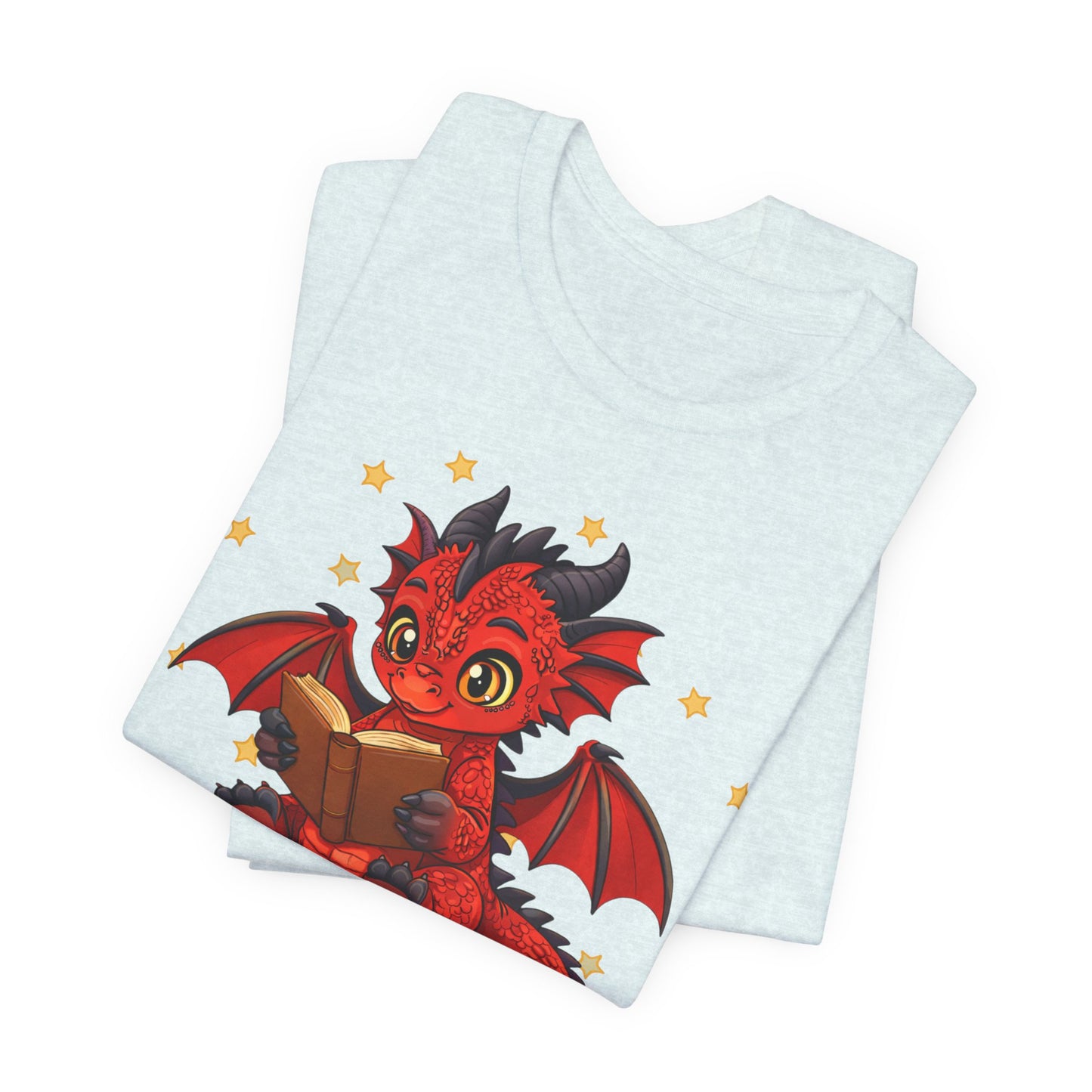 Crimson Ties Book Dragon Sitting on Books Graphic Tee