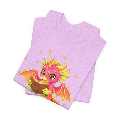 Dragon Rider Book Dragon Sitting on Books Graphic Tee