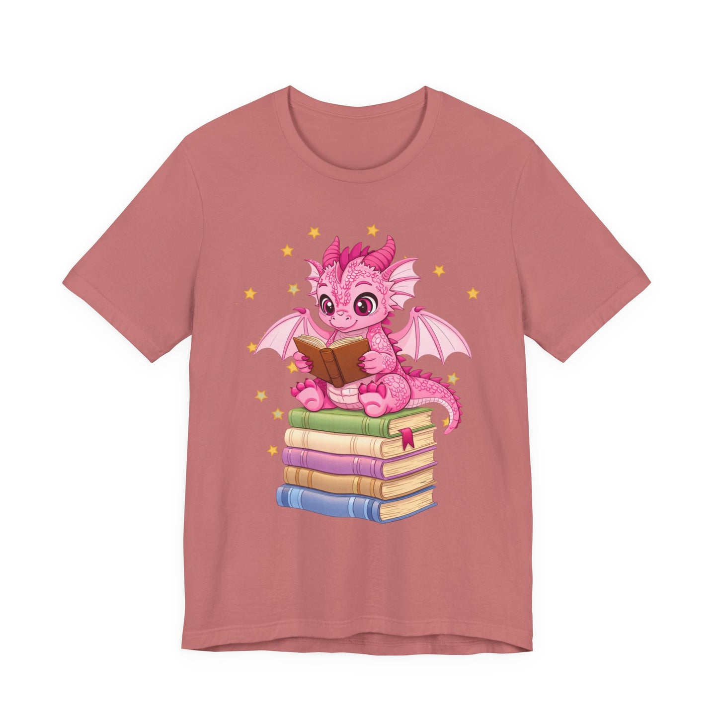 Love Book Dragon Sitting on Books Graphic Tee