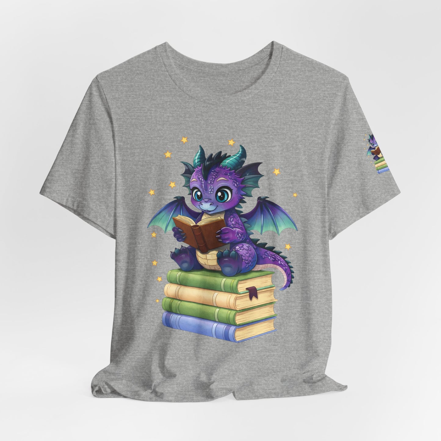 Baddie Book Dragon Sitting on Books Graphic Tee
