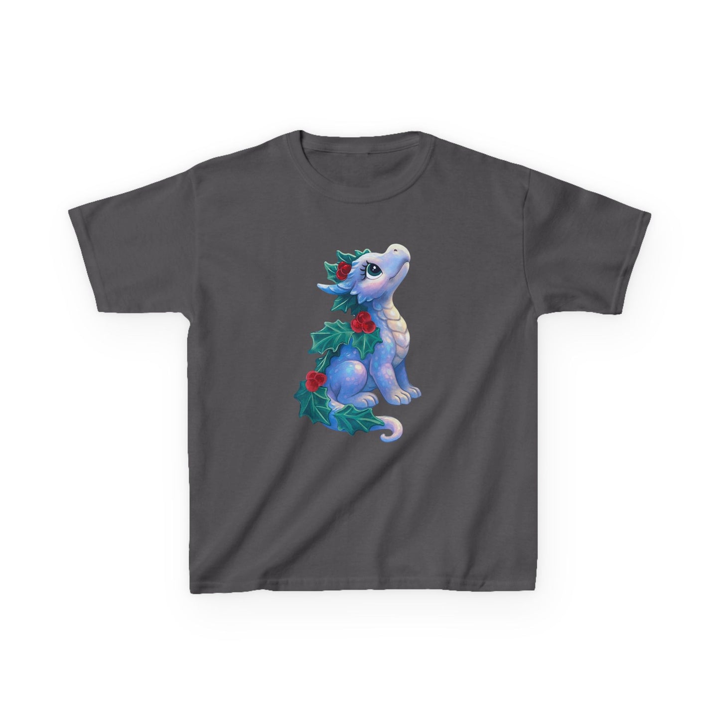 Kids Holiday Dragon Tee — Cute Festive Baby Dragon with Holly