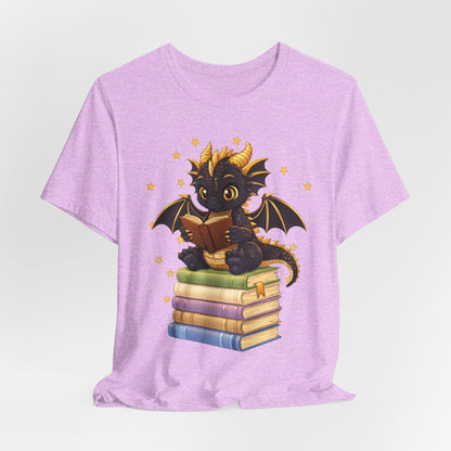 Dragon Rider Book Dragon Sitting on Books Graphic Tee
