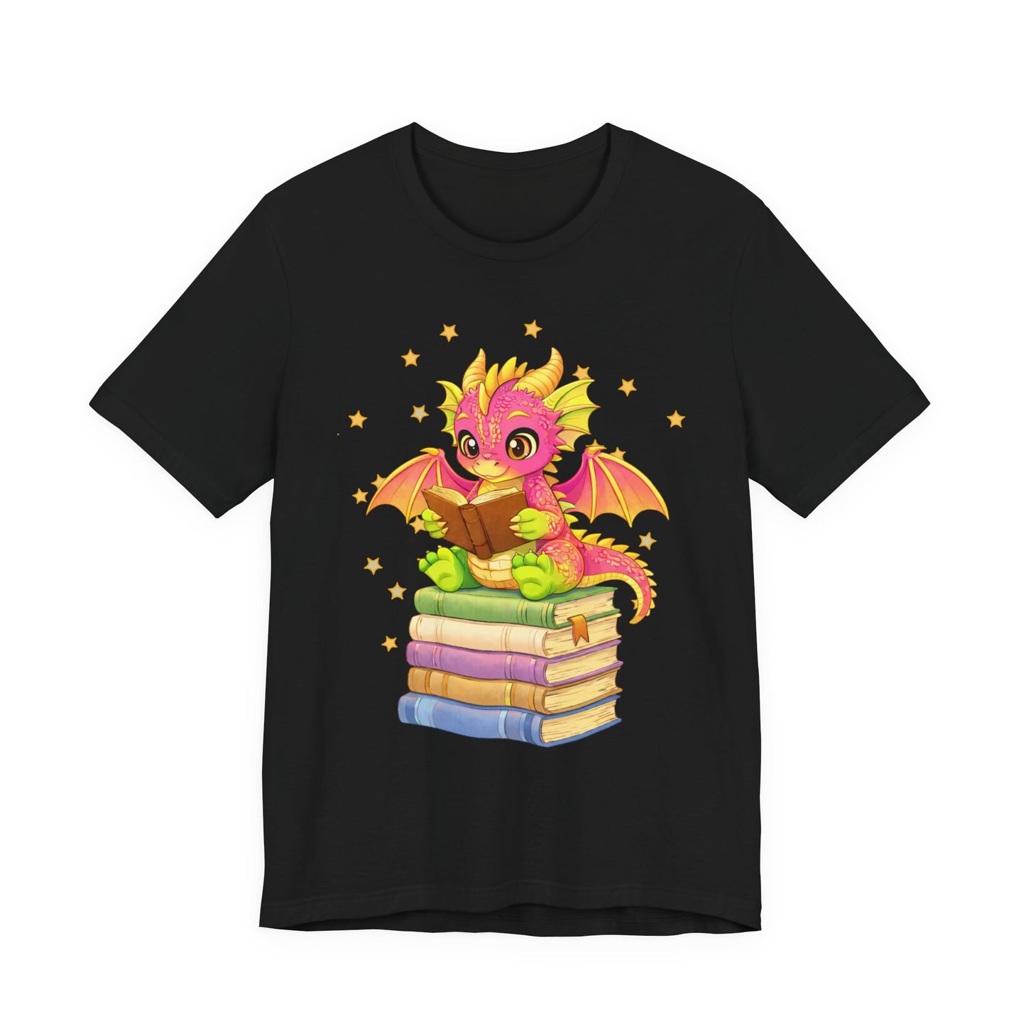 Dragon Rider Book Dragon Sitting on Books Graphic Tee