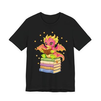 Dragon Rider Book Dragon Sitting on Books Graphic Tee