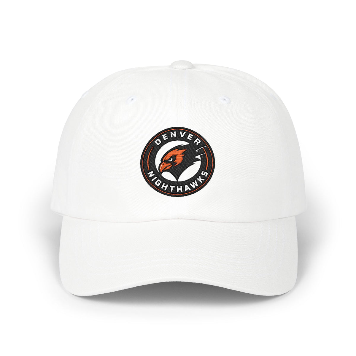Denver Nighthawks Embroidered Dad Cap — Classic White Baseball Hat