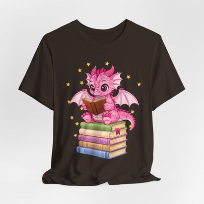 Love Book Dragon Sitting on Books Graphic Tee