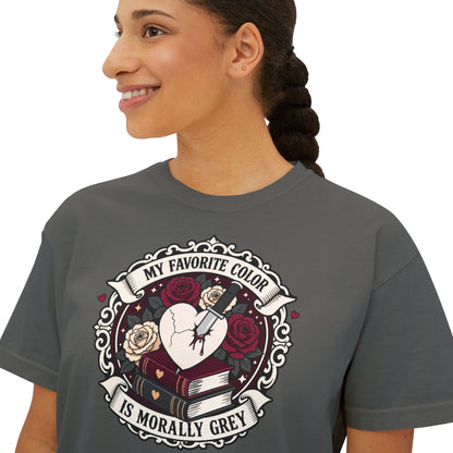 Morally Grey Reading Club Boxy Tee No Refunds on Clothing