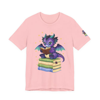 Baddie Book Dragon Sitting on Books Graphic Tee