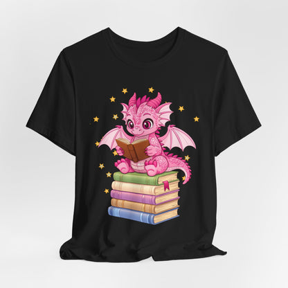 Love Book Dragon Sitting on Books Graphic Tee