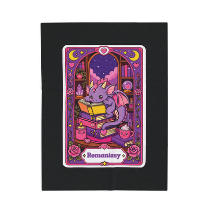The Romantasy Book Dragon Bookish Tarot card Plush Blanket
