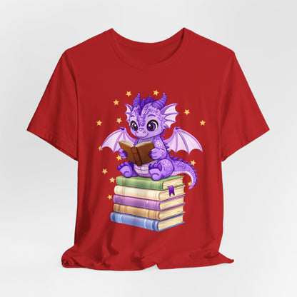 Fate Book Dragon Sitting on Books Graphic Tee