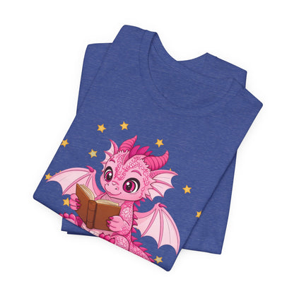 Love Book Dragon Sitting on Books Graphic Tee