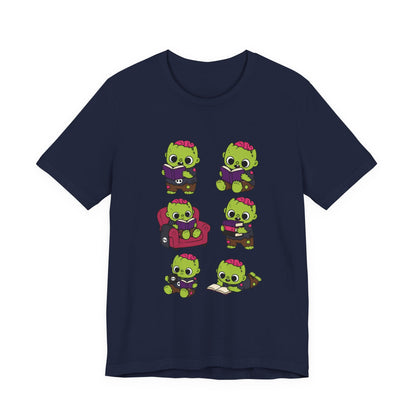 Cute Reading Zombie Tee — Cartoon Zombie Reading Books for book lovers