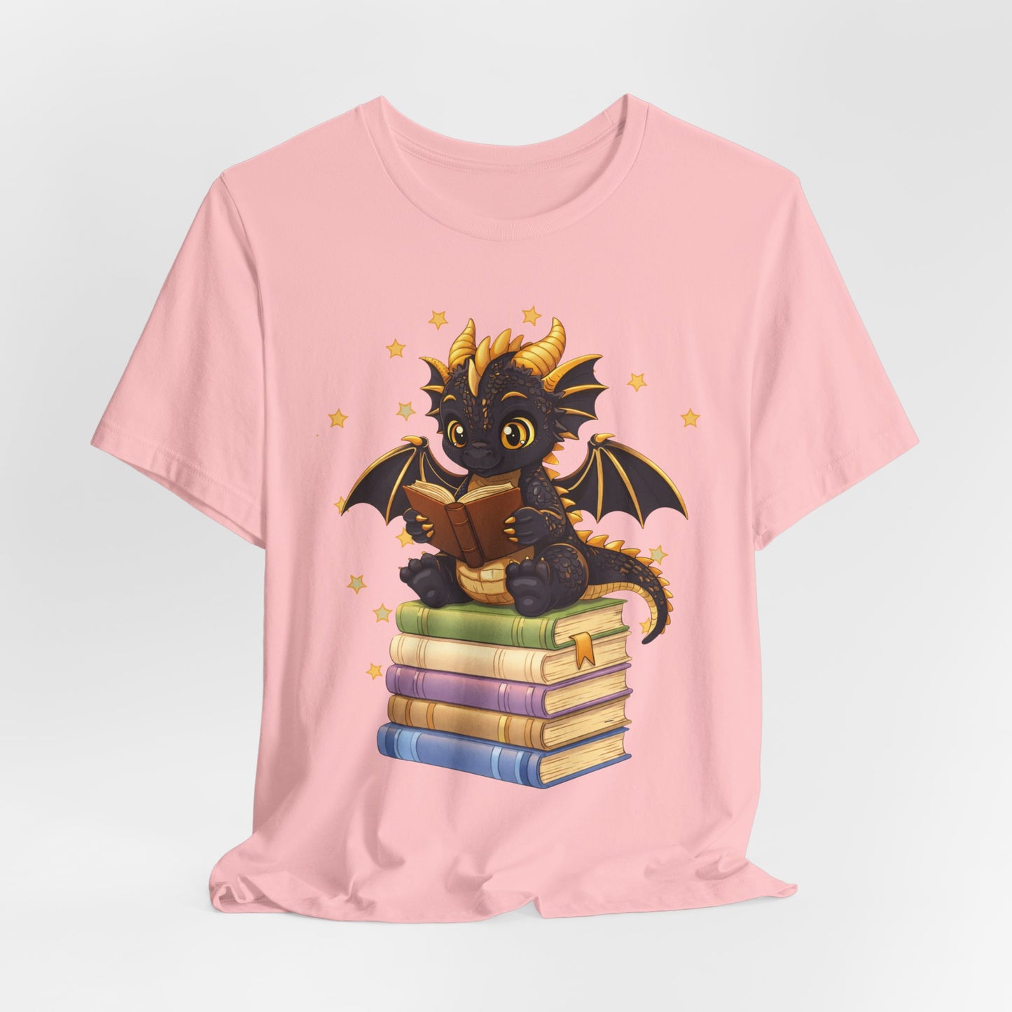 Dragon Rider Book Dragon Sitting on Books Graphic Tee