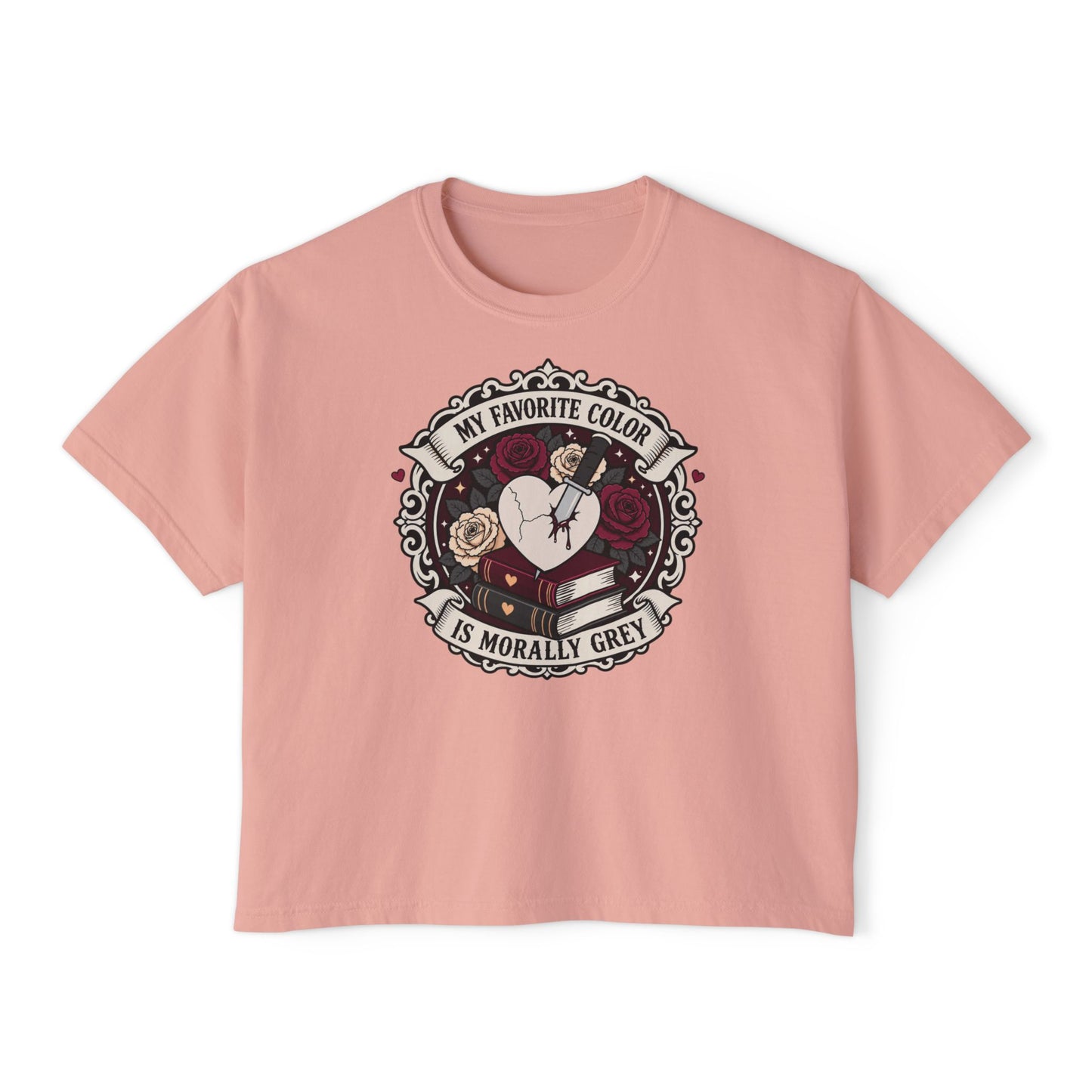 Morally Grey Reading Club Boxy Tee No Refunds on Clothing
