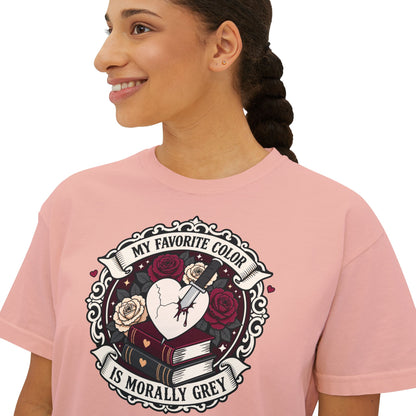 Morally Grey Reading Club Boxy Tee No Refunds on Clothing