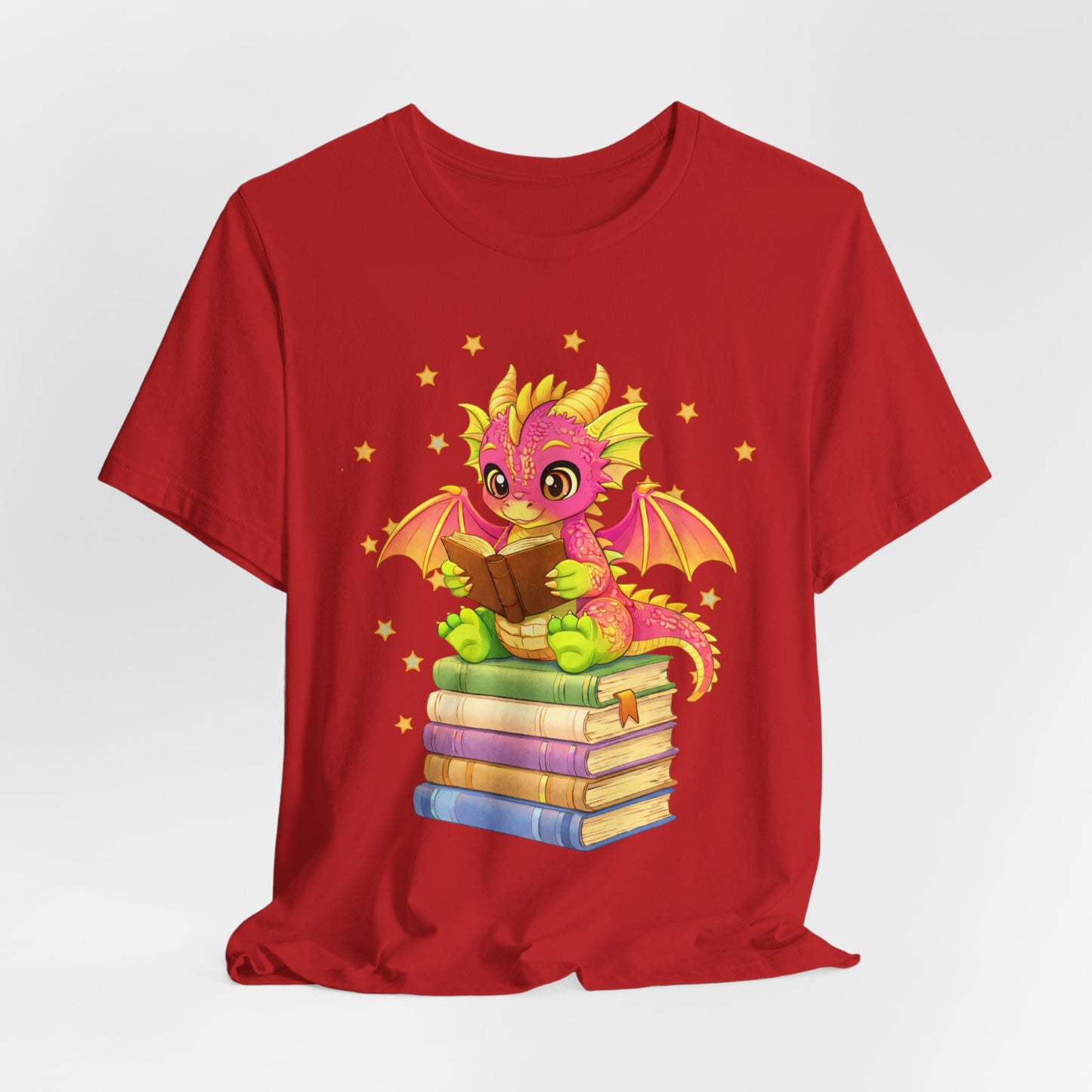 Dragon Rider Book Dragon Sitting on Books Graphic Tee