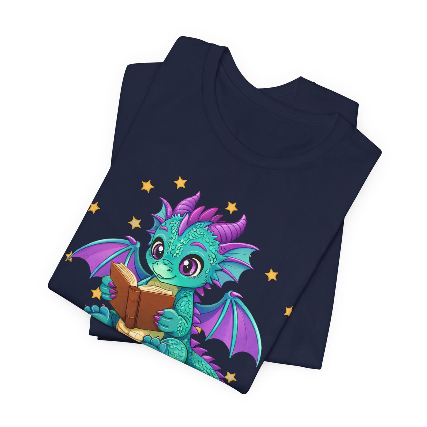 Amethyst Book Dragon Sitting on Books Graphic Tee