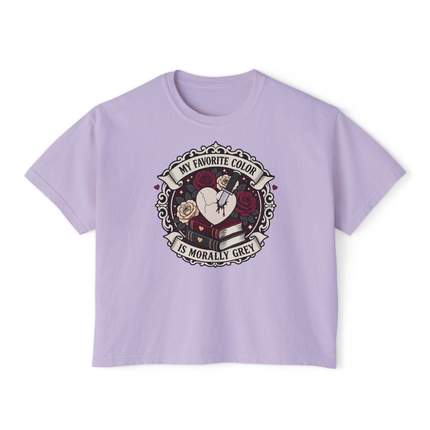 Morally Grey Reading Club Boxy Tee No Refunds on Clothing