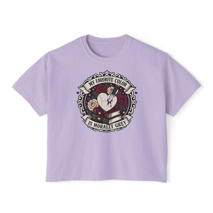 Morally Grey Reading Club Boxy Tee No Refunds on Clothing