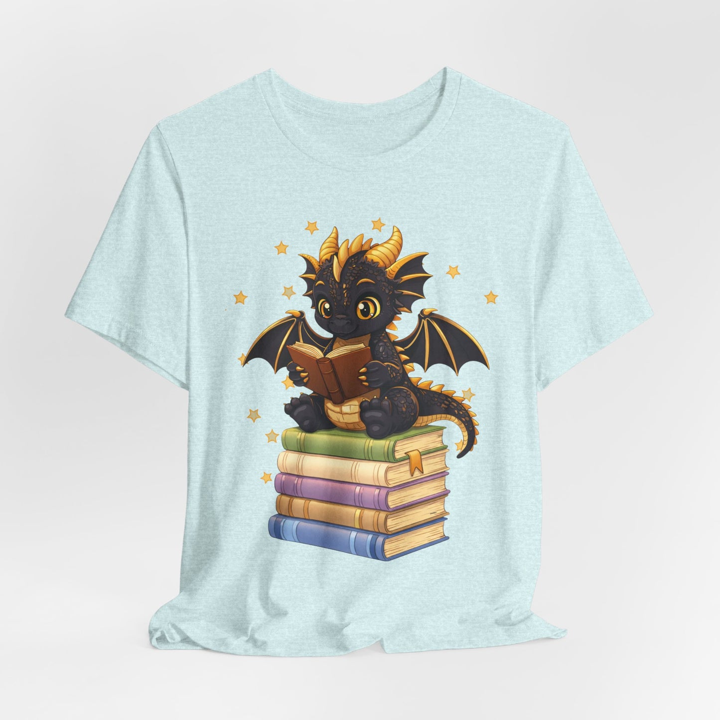 Dragon Rider Book Dragon Sitting on Books Graphic Tee