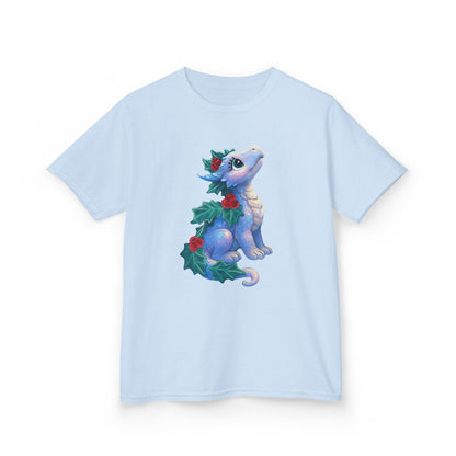 Kids Holiday Dragon Tee — Cute Festive Baby Dragon with Holly