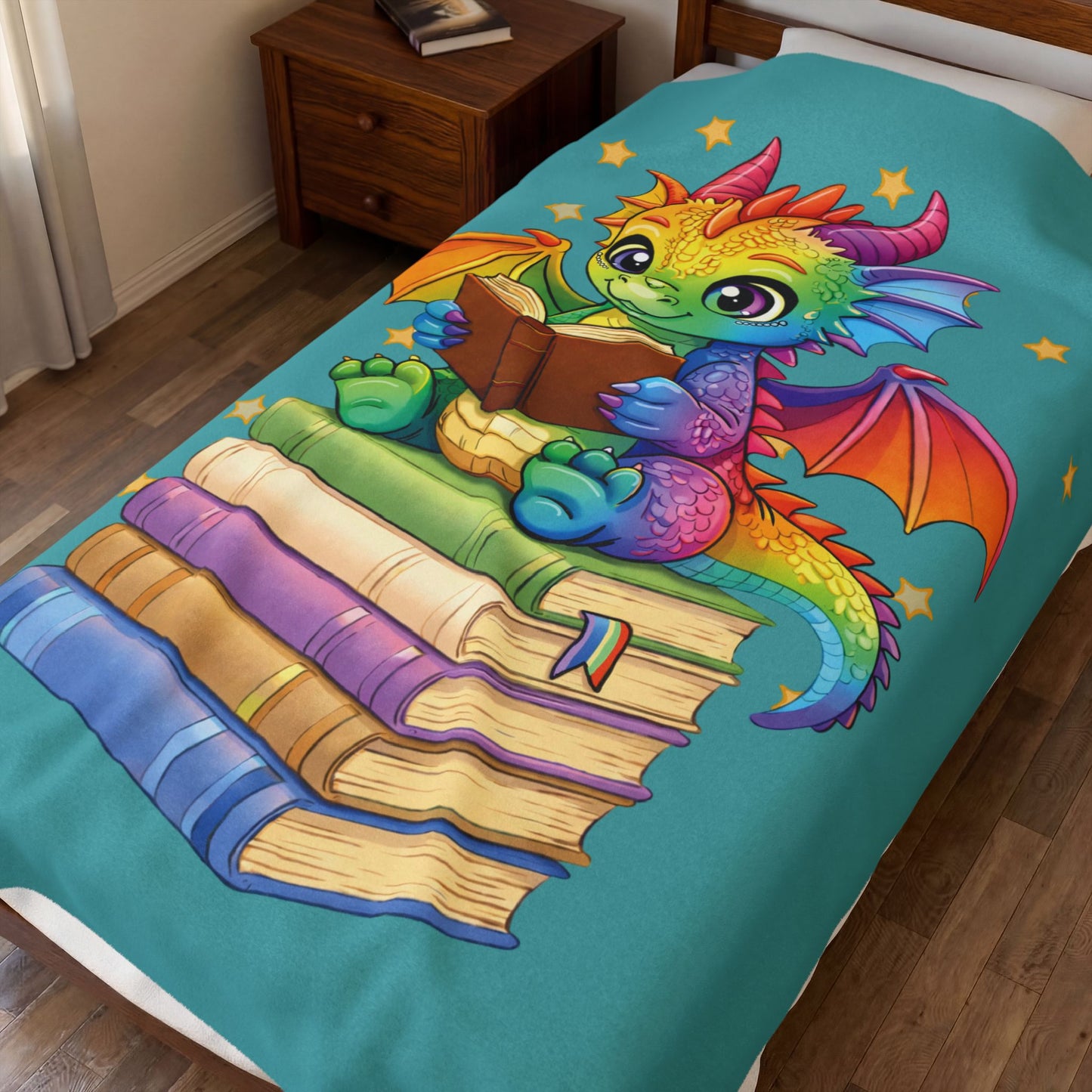 Plush Blanket of Book Dragon Jellybean
