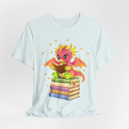 Dragon Rider Book Dragon Sitting on Books Graphic Tee