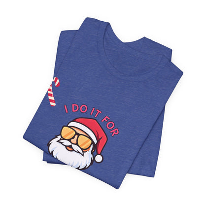 I Do It For The Ho's Santa T-Shirt — Funny Christmas Tee with Sunglasses Santa & Candy Canes