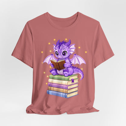Fate Book Dragon Sitting on Books Graphic Tee