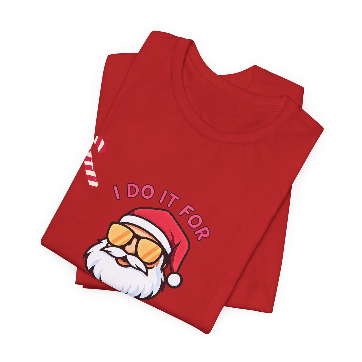 I Do It For The Ho's Santa T-Shirt — Funny Christmas Tee with Sunglasses Santa & Candy Canes
