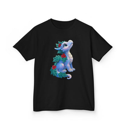 Kids Holiday Dragon Tee — Cute Festive Baby Dragon with Holly