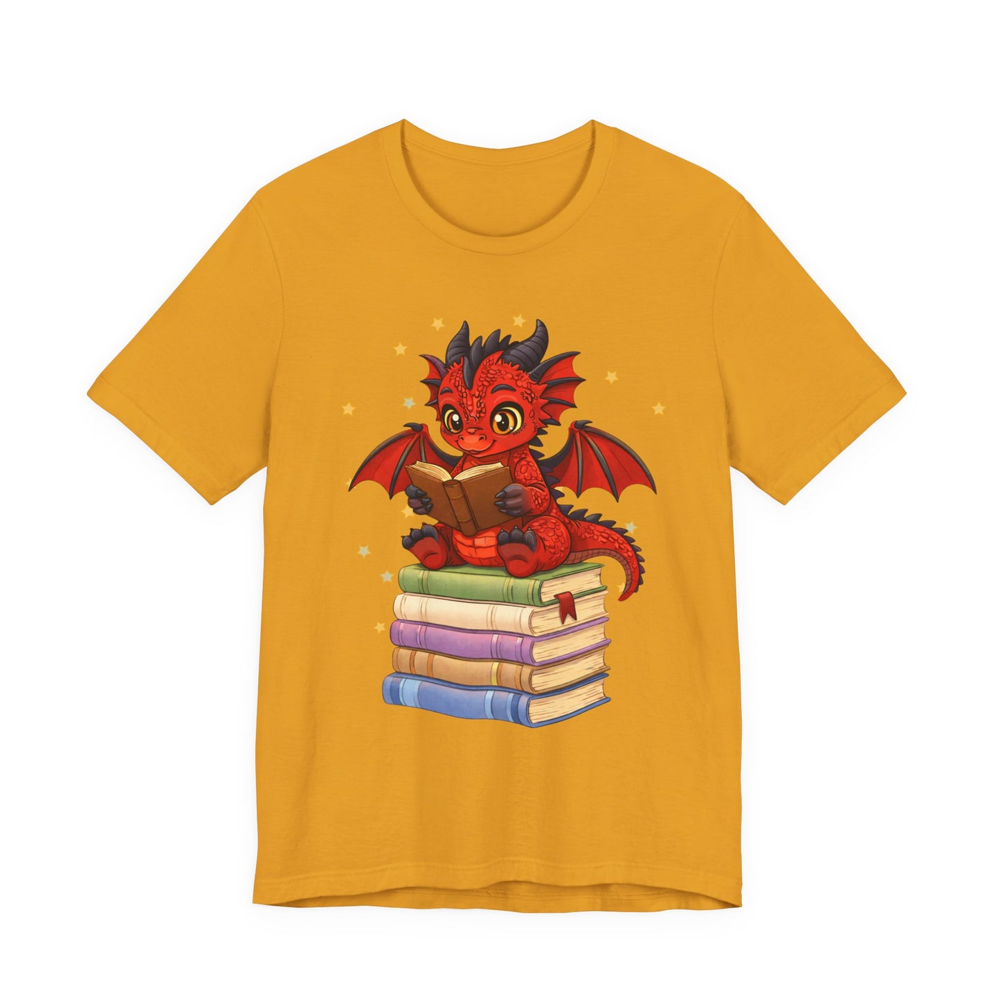 Crimson Ties Book Dragon Sitting on Books Graphic Tee