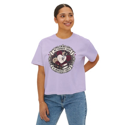 Morally Grey Reading Club Boxy Tee No Refunds on Clothing
