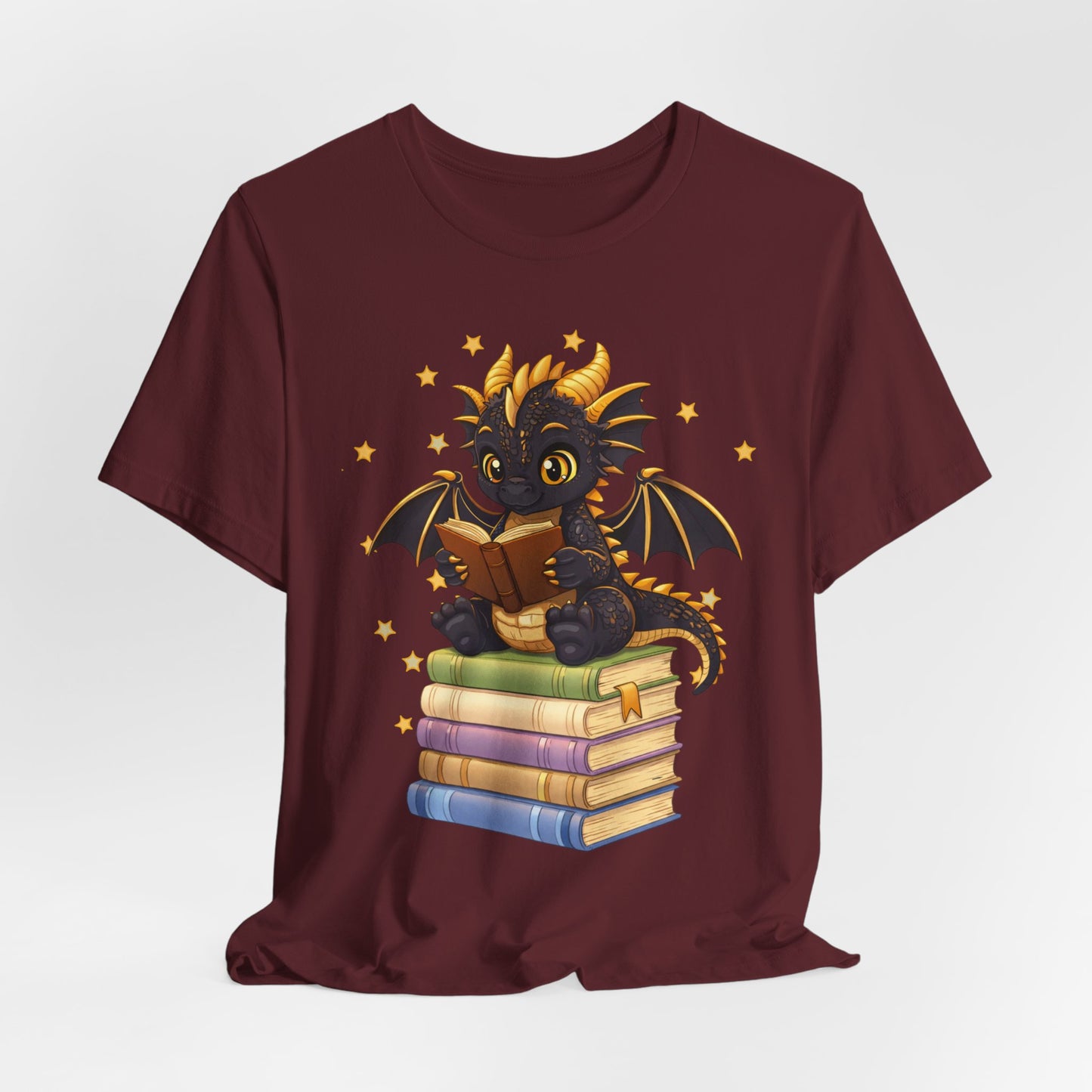 Dragon Rider Book Dragon Sitting on Books Graphic Tee