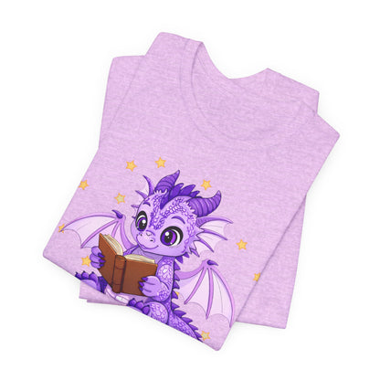 Fate Book Dragon Sitting on Books Graphic Tee