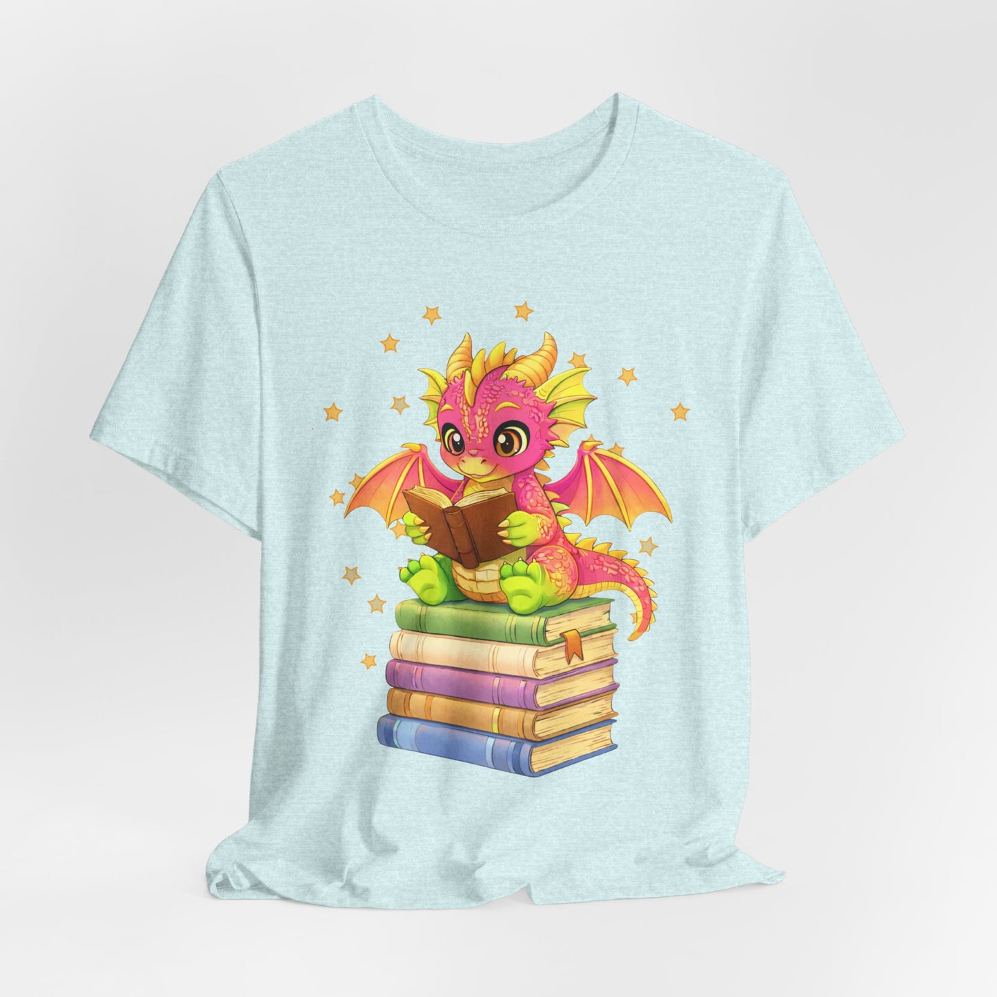 Dragon Rider Book Dragon Sitting on Books Graphic Tee