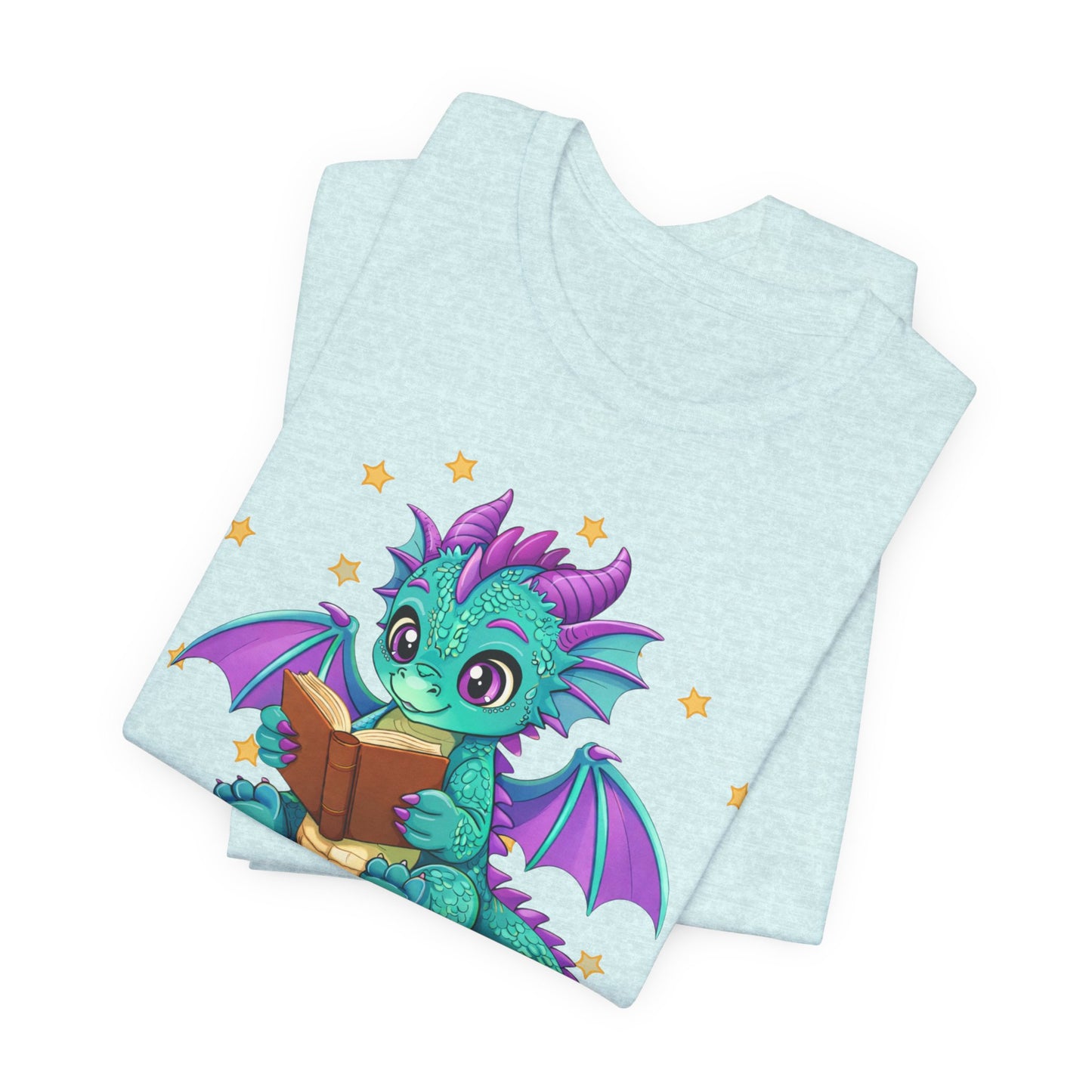 Amethyst Book Dragon Sitting on Books Graphic Tee