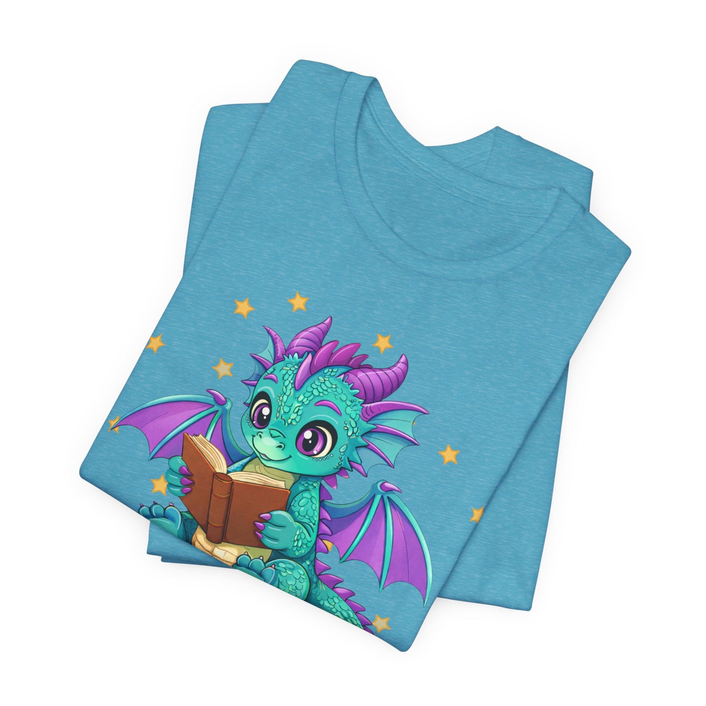 Amethyst Book Dragon Sitting on Books Graphic Tee