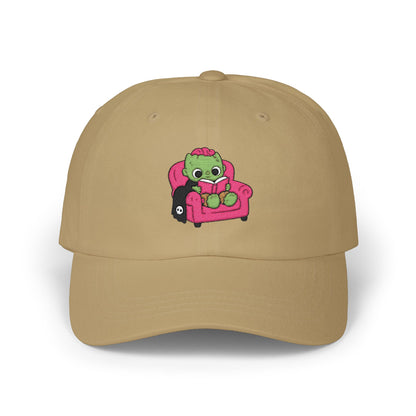 Cute Reading Zombie on Pink Armchair Embroidered Hat