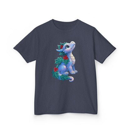 Kids Holiday Dragon Tee — Cute Festive Baby Dragon with Holly