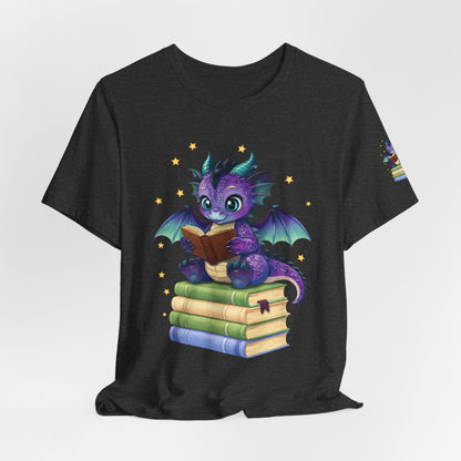 Baddie Book Dragon Sitting on Books Graphic Tee