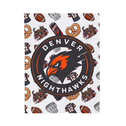 Denver Nighthawks Velveteen Plush Blanket — Cozy Team Logo Throw with Game-Day Icons