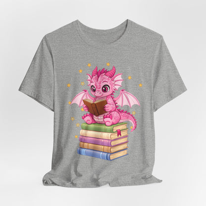 Love Book Dragon Sitting on Books Graphic Tee