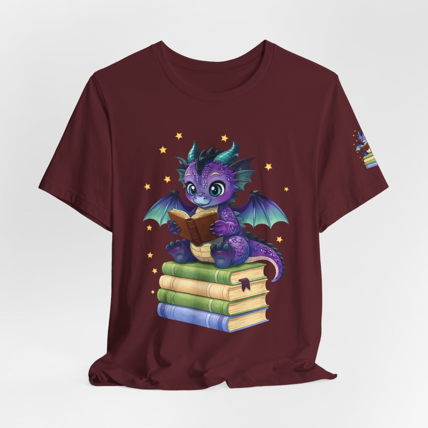 Baddie Book Dragon Sitting on Books Graphic Tee