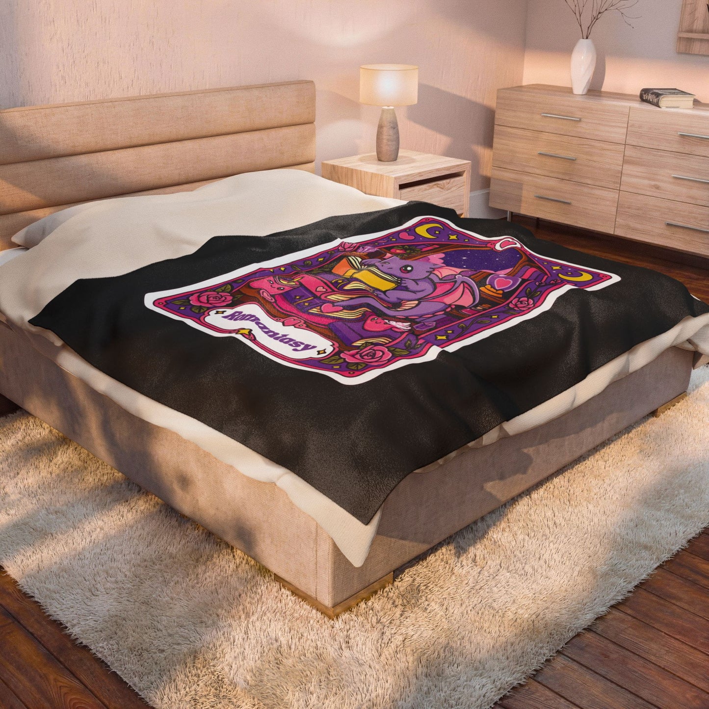 The Romantasy Book Dragon Bookish Tarot card Plush Blanket