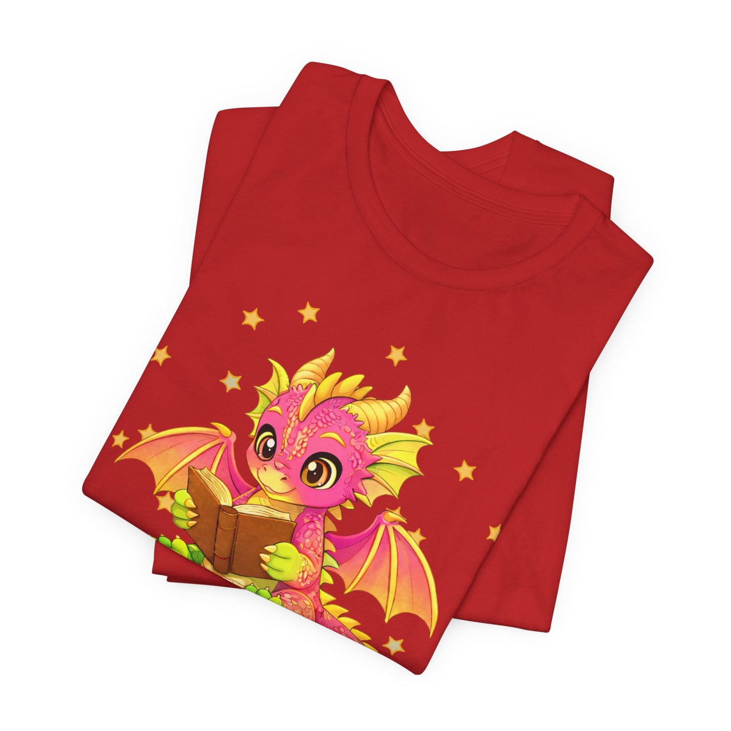 Dragon Rider Book Dragon Sitting on Books Graphic Tee