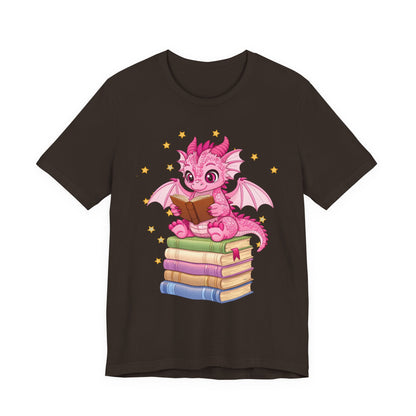 Love Book Dragon Sitting on Books Graphic Tee